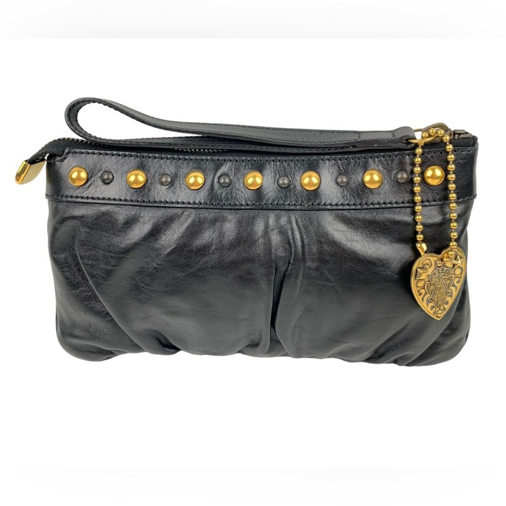 Gucci Black Leather Hysteria Clutch & Wristlet with Box